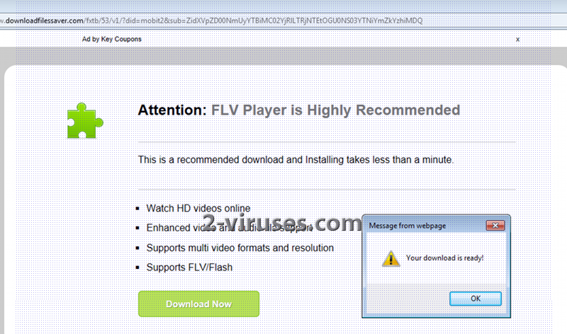 “FLV Player is highly recommended” popup